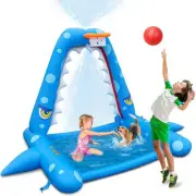 Sprinkler for Kids Outdoor Play, Giant Inflatable Shark Water Toys Splash Pad...