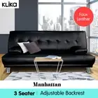 Manhattan Sofa Bed Faux Leather Lounge Couch Futon Furniture Suite - Black