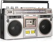 80s Style Boombox CD Tape Player, Radio Cassette Player Recorder, AM/FM Radio with Fm and Dab+ Radio, Wireless Streaming, USB/Micro SD Slots, Aux in, for Family Gathering/Travel
