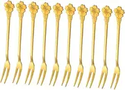 Amosfun Set of 10 Stainless Steel Cherry Blossom Forks for Dessert Tasting Cake Fruit Appetizer and Salad