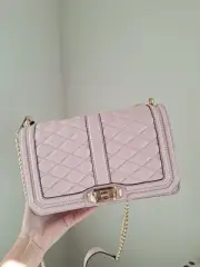 NWT Rebecca Minkoff Baby Pink Leather Quilted Turnlock Chain Strap Crossbody Bag