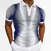 Men's Geometric Polo Short Sleeves Lapel Casual Daily Modern Sports Outdoor Athleisure Casual Daily Buttons Summer Robin's Egg Blue Black Green