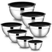 Stainless Steel Mixing Bowls with Airtight Lids, 7-Piece Metal Nesting Bowls ...