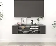 Hanging TV Stand, Shelf, Media Table, Living Room Entertainment Center Cabinet, Grey Televisor Wall Mount for Bedroom Storage