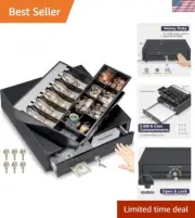 16" Manual Push Open Cash Register Drawer for Point of Sale POS System, Black...
