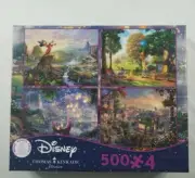 Thomas Kinkade Disney 4-in-1 Jigsaw Puzzle Pack 500 Pieces Mickey Tangled - NEW