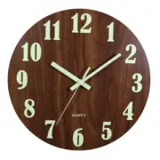 Wall Clock Wood Silent Light in Dark Night Wall Clock Non Ticking Clock