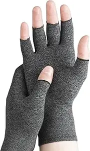 Serenily Arthritis Gloves - Hand Compression Gloves for Women & Men. Ortho Gloves for Carpal Tunnel, Swelling, & Raynauds Syndrome. Comfy Open Finger Glove for Rheumatoid & Osteoarthritis Pain Relief, Grey, Large (1 Pair)