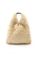 二奢 Pre-loved MM6 MAISON MARGIELA Japanese Handbag tote bag Boa Fabric leather ivory black