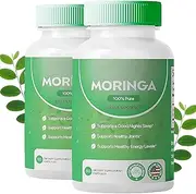 Moringa Powder Capsules - Pure Nutrient-Rich Moringa Powder - A Natural Green Antioxidant Superfood - Supports Energy, Skin Health, Gut Health (2pcs)