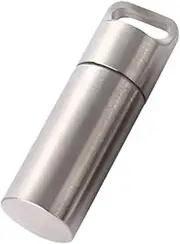 SEWOART Stainless Steel Mini Medicine Case Portable Pill Holder with Keychain Airtight Travel Container for Outdoor Activities Camping Hiking Small