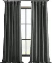HPD Half Price Drapes Italian Faux Linen Curtains for Bedroom 50 X 120 (1 Panel), FLCH-FM20104-120, Anchor Grey