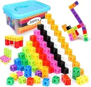 QUYSK 300 Pcs Linking Cubes for Math With Storage Boxes, Kids Counting Blocks for STEM, Connecting Cubes Manipulatives, Classroom Learning Supplies for Preschool and Elementary Aged Kids