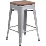 Flash Furniture 24" Backless Metal Counter Stool in Silver
