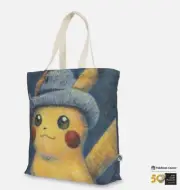 Pokemon X Van Gogh Museum Pikachu Grey Felt Hat Canvas Tote Bag Brand New ✅