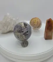 Set of crystals with spheres, druzy, tower, agate!