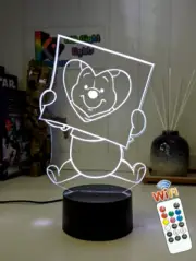 WINNIE THE POOH PICTURE 3D LED Night Light 7 Colour Change Room Lamp Battery USB