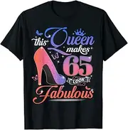 [X.Style] This Queen Makes 65 Look Fabulous 65th Birthday in 1958 ds1578 T-Shirt (2XL) Black