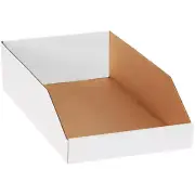 Open Top Bin Boxes, 10" X 18" X 4 1/2", White, 25/Bundle