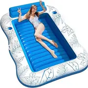 Pool Raft, Inflatable Floating Recliner Bed, Soft Lounger with Cup Holder, Durable PVC Material, Spacious, Comfortable Design, Ideal for Pool, 74.8x47.24 Inches, 86.61x62.99 Inches