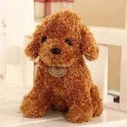 Simulation Dog Poodle Plush Toys Cute Animal Suffed Doll for Christmas Gift 20cm Light Brown