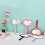 1PC Handheld Makeup Mirror Lip Shape Makeup Mirror DIY Mini Small MirrEK