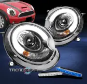 For 2007-2013 Mini Cooper LED Tube Projector Black Headlight Lamp w/Blue DRL Kit (for: Mini)