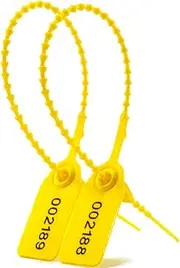 100 Plastic Tamper Seals, Zip Ties for Fire Extinguishers Pull Tite Security Tags Numbered Disposable Self-Locking Tie 250mm Length (Yellow)