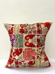 Vintage Boho Handmade Cushion Cover Khambadiya Patchwork Throw Cover