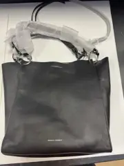 Rebecca Minkoff Large Black Fringe Shopper Satchel Tote Shoulder Bag Leather