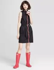 New Hunter for Target Women Zip Front Hooded Scuba Sleeveless Black Dress SZ Med