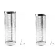 2Piece BBQ Grill Basket Rolling Grilling Basket Stainless Steel Grill Mesh6707
