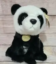 Miyoni Aurora Plush Panda Bear Stuffed Animal Beanbag Black White Soft 9" New