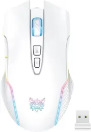 Rechargeable Wireless Gaming Mouse, Ergonomic RGB Computer Mouse with 2.4G Recei