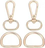 Beebeecraft 1 Box 10Pcs Swivel Clasps Snap Hook Alloy Gold Swivel Lobster Claw Clasps with 10Pcs D Rings Hardware Strap Replacement for Purses Crossbody Bags Key Fobs Pet Collars