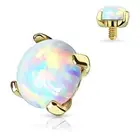 Body Accentz Prong Setting Lab Opal Stone 14K Yellow Gold Dermal Anchor Top 5mm