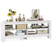 Costway 3-Tier Entertainment Units Corner TV Cabinet Media Console Table Living Room w/Storage Shelves White