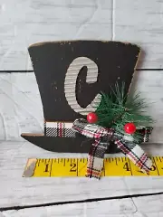 Monogram Wooden Snowman Hat With The Letter C