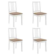 vidaXL Dining Chairs with Cushions 4 pcs White Solid Wood