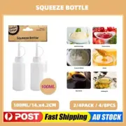 4/8x 100ml Squeeze Bottle with Tip Cap Glue Craft Sauce White Applicator Bottles