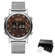 New Luxury Watches Men Military Sport Roller Pointer Quartz Watch Man Fashion Stainless Steel Mesh Strap Wristwatch-Silver