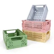 Pack of 3 Mini Folding Plastic Crates Storage Drawer Basket Organizers