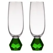 2PK Zhara Crystal 200ml Champagne Glass Cocktail Drinkware Glasses Cup Emerald