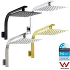 Square 8" Rainfall Shower Head Gooseneck Wall Arm Set Chrome/Black/Brushed/Gold