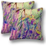 Irises Flower Pillow Covers 18 x 18 Set of 2 Vintage Floral Linen Throw Pillow