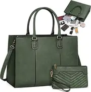 [NEWHEY] Laptop Bag for Women 15.6 Inch Large Work Tote with Clutch Bag Designer PU Leather Messenger Shoulder Briefcase Ladies Handbag with Laptop Pocket for School Office Travel Business