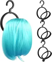 Wig Rack - Suspended Wig Stand, Multiple Wigs Storage | 3pcs Black Wig Hanger with Hook, Portable Multiple Wig Organizer for All Wigs Hats Holder Store Style Hair Travel Hair Extensions Drying Wigs
