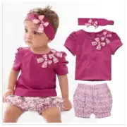 New Baby Girls top+short pant Out-fit+3pcs Set size9-12M