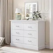 Merryluk 6-Drawer Dresser – Tall Chest of Drawers for Bedroom Storage, Clothes Organizer Cabinet for Living Room, Hallway, or Entryway