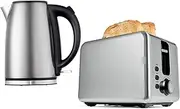 Kitchen Combo Set Cordless Kettle Jug and 2 Slice Toaster Stainless Steel Kit
